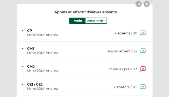 Widget appel pour le directeur