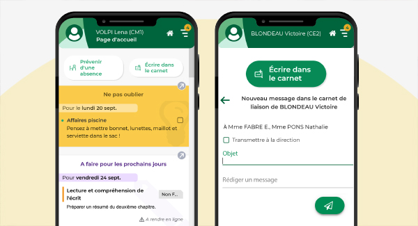 deux écrans application mobile