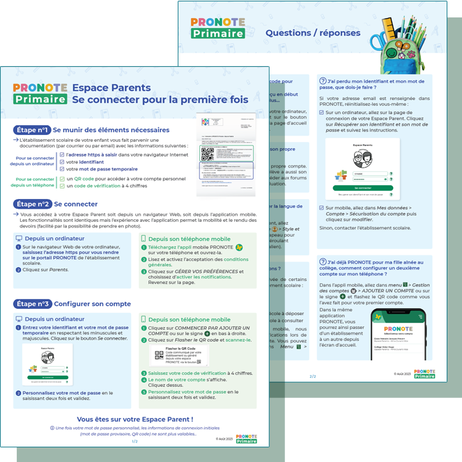 PRONOTE Primaire  Documentations PRONOTE PRIMAIRE