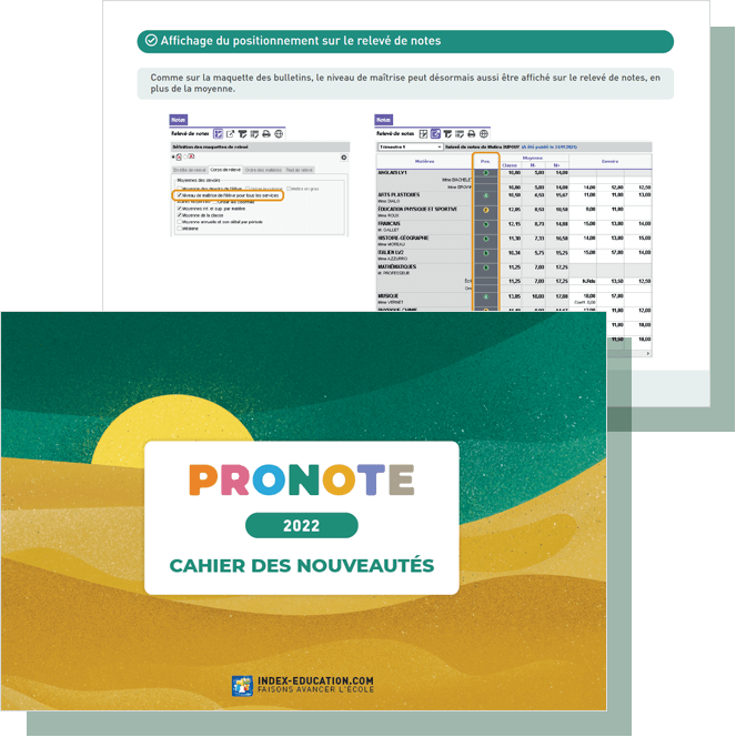 Nouveautes PRONOTE 2022