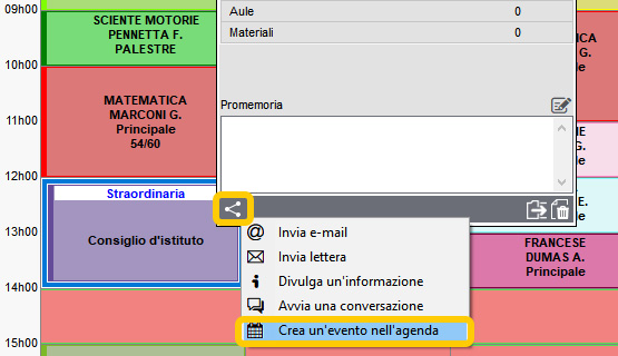 Creazione di un evento tramite la scheda attività</
