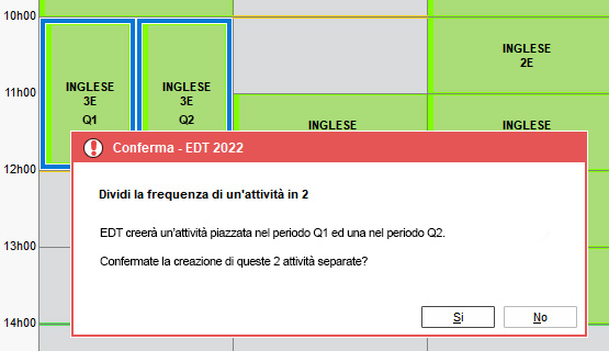 Frequenza di un'attività modificabile con un clic